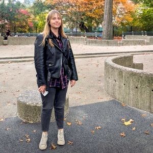 Excelled Womens Black Leather Motorcycle Jacket Sz 12